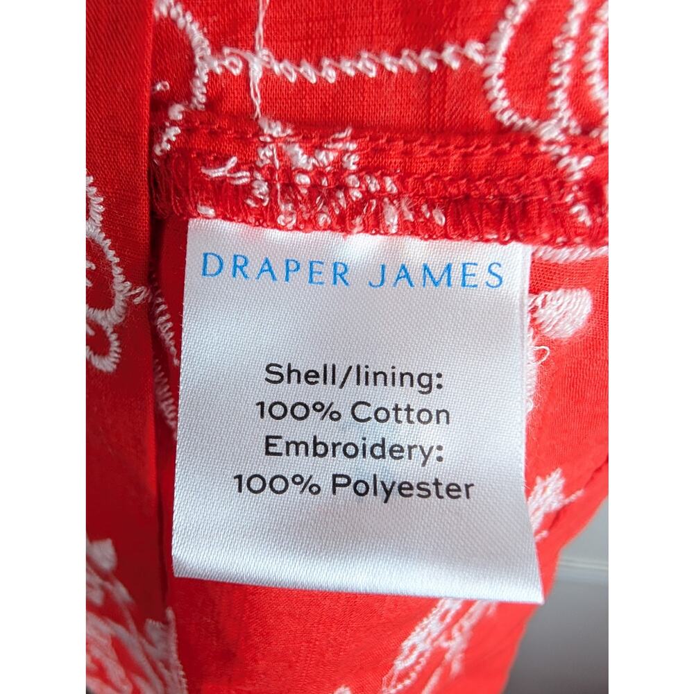 Draper James Simone Dress Floral Embroidered Ruffle Mini Cotton Red Size XL - Picture 8 of 11